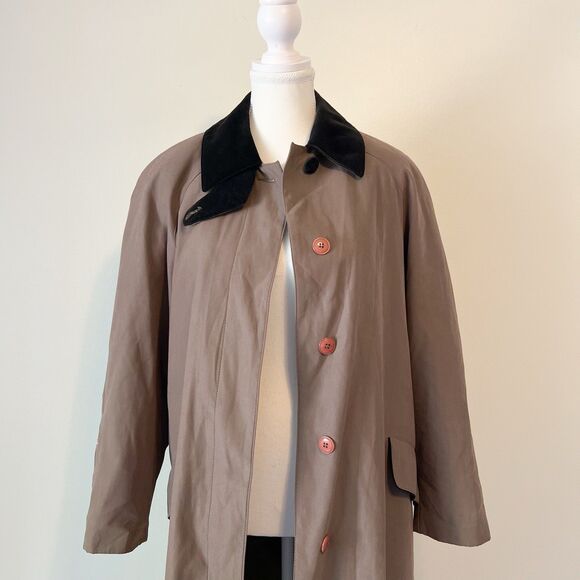 American Bazaar Trench Coat Women’s  Size 6P Lined Long Jacket in Tan / Taupe - Picture 3 of 15